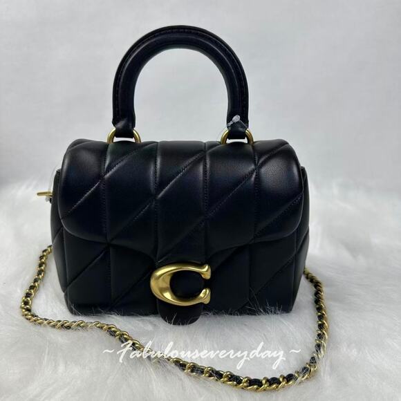Coach Handbags - Coach Tabby Top Handle Bag With Quilting In Leather/Brass/Black CCC12 NWT